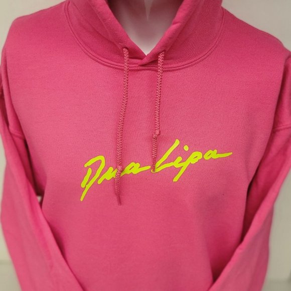 Dua Lipa Pink Pullover Hoodie with colored Print. - Picture 6 of 6